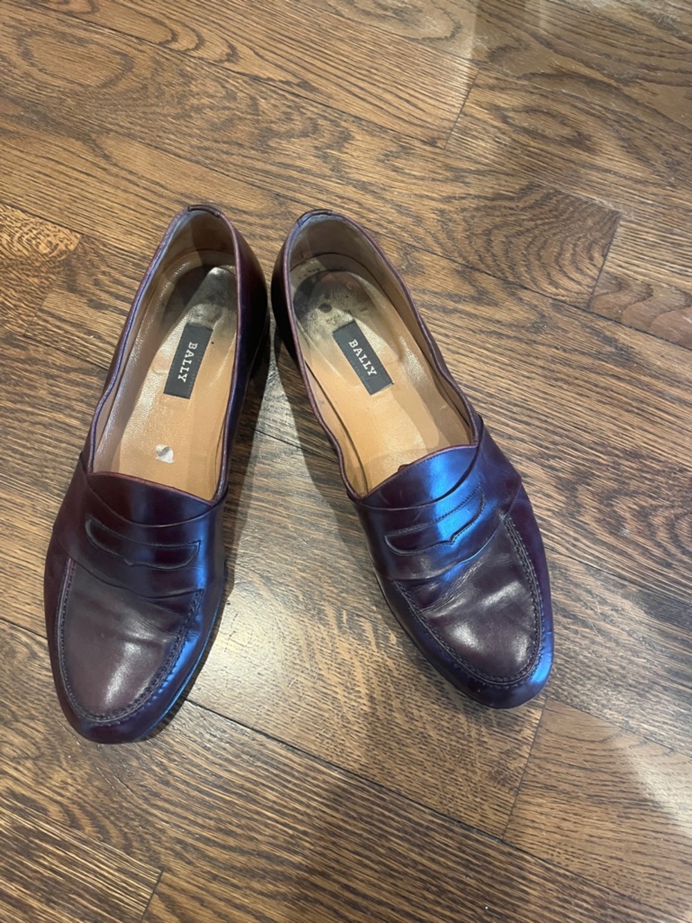 Bally Wine Leather Penny Loafers 11D vtg